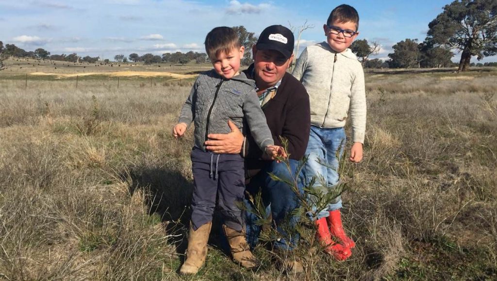 Matt Doyle and his wife Maree's two sons at their regenerative farming property in NSW