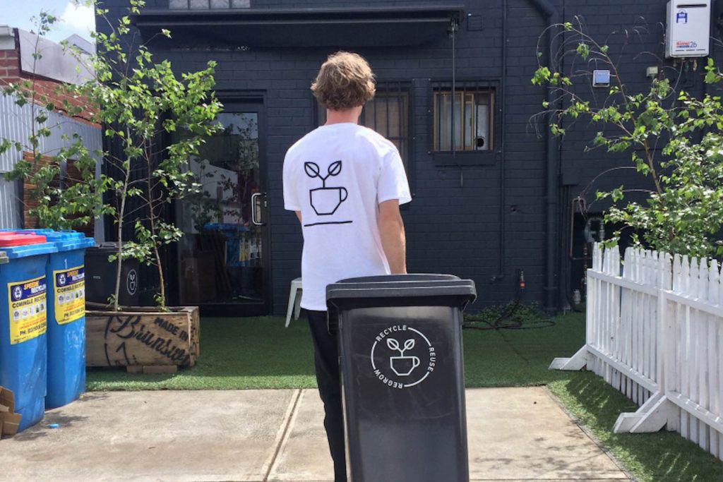 Reground bin and logo for coffee grounds